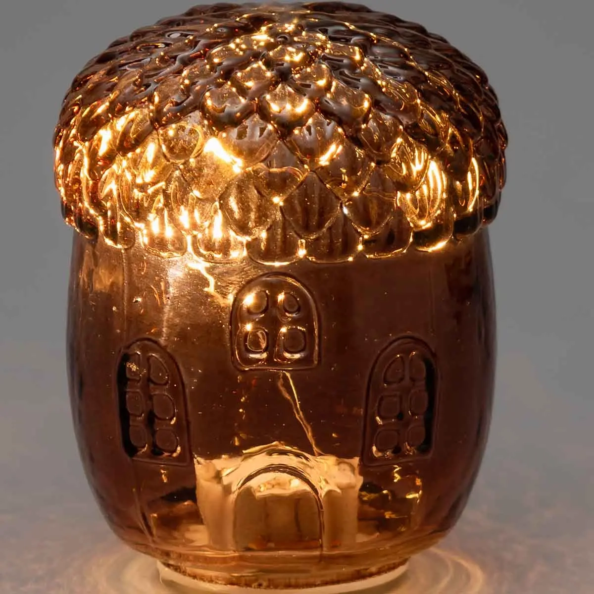 Glas eg med LED-lys brun 9 cm - Ornamenter - 6410416573922 - 0