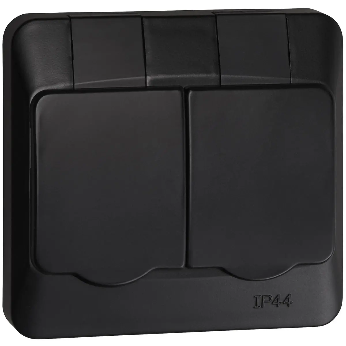 Stikkontakt 2-delt indbygget IP44 Opal Pro Sort - Stikkontakt - 6438056309169 - 0