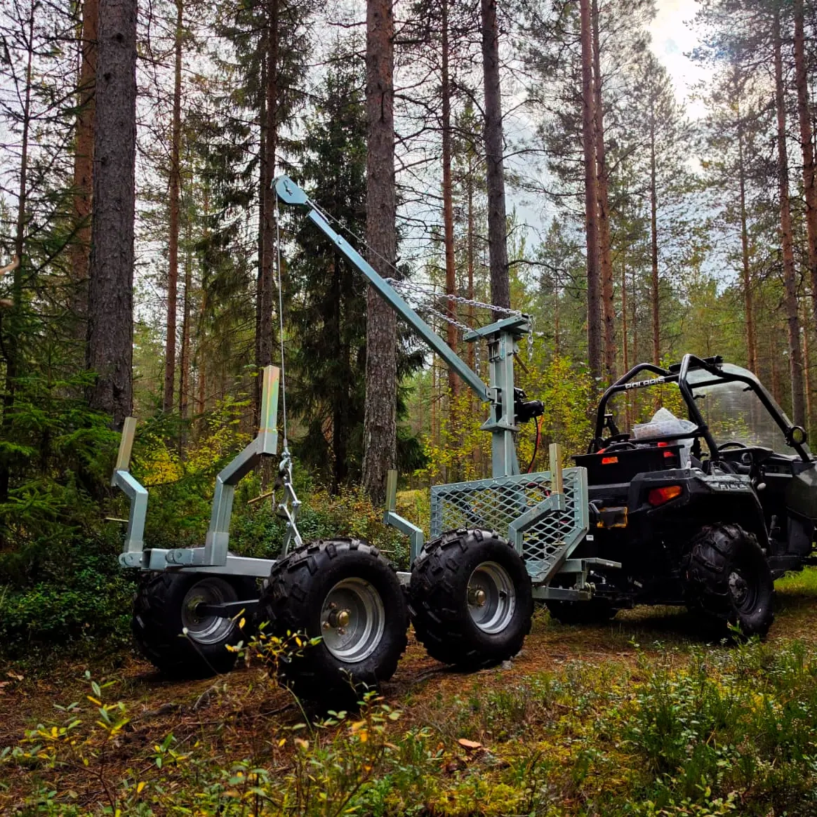 Timmervagn PuffelSolo 1000 kg med kran och vinsch - Släp och timmervagnar för ATV - 6438471355390 - 3