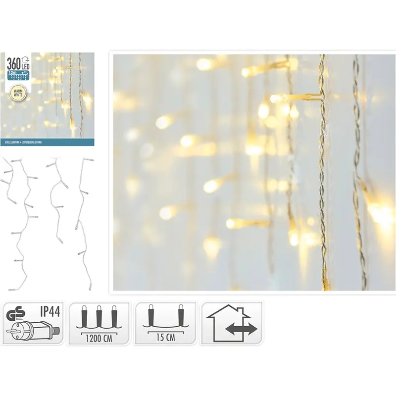 Ljusgardin Istapp 360 LED varmvit - Ljusslingor utomhus och inomhus - 8719202259506 - 1