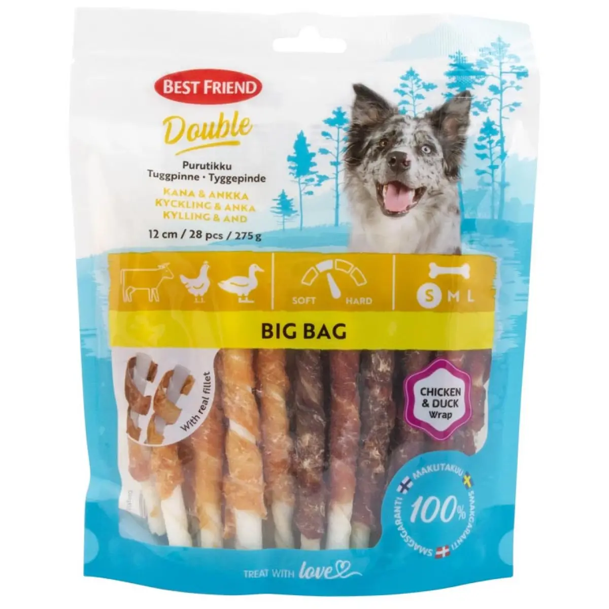 Pindsvin tandstikker dobbelt kylling & and 12cm 28stk - Hundetyggeknogler, tyggepinde og tyggeruller - 5700551171949 - 0