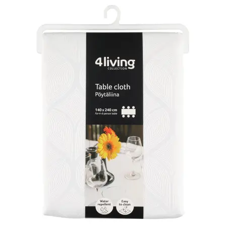 Bordsduk Alisa 140x240 cm vit 4Li - Löpare och bordstabletter - 6410416278506 - 0