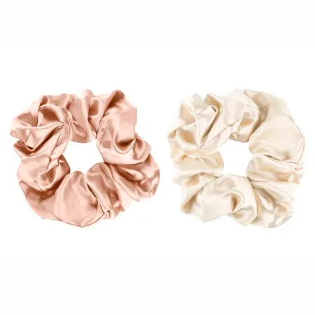 Hårdonut satin 2 st, kräm och beige - Hårsnoddar och smycken - 6410416342269 - 1