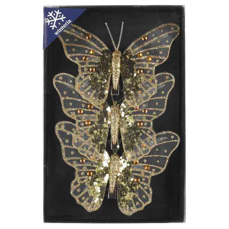 Dekorationsfjärilar Winteria guld 3-pack - Tomtar och prydnadsdjur - 6410416501864 - 0