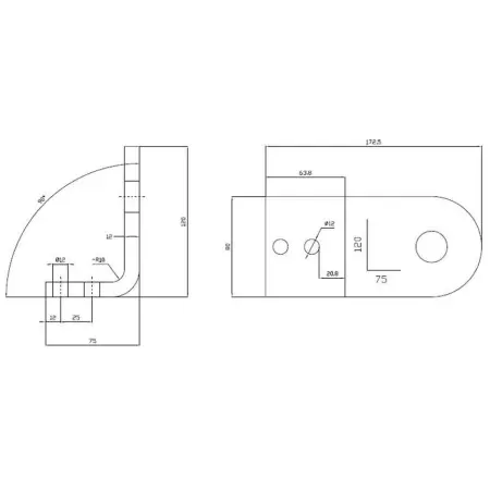 Hitsbart vinkelbeslag 120/75x80x12mm - Vinkelprofil stål - 6430070620992 - 1