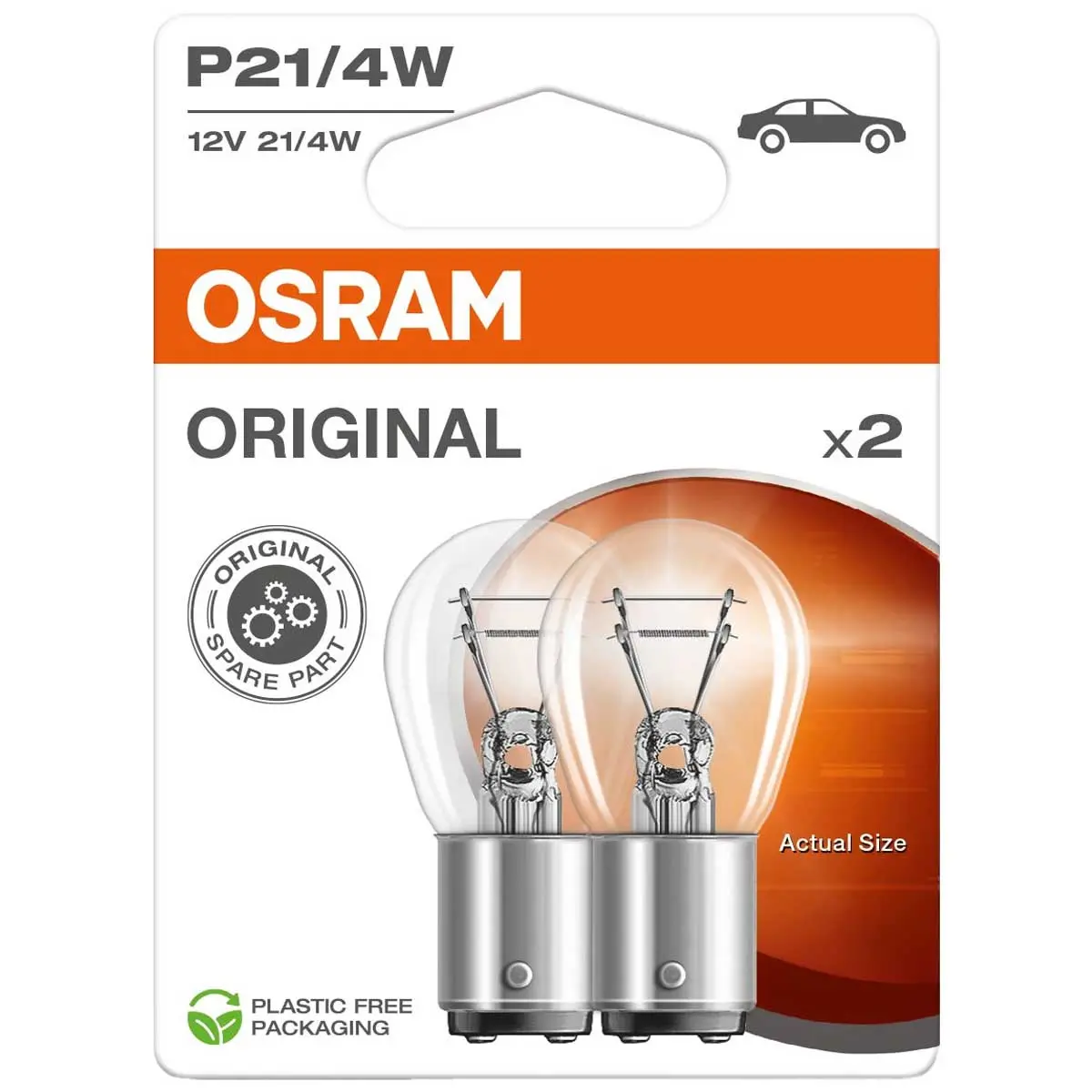 Osram pære 7225 P21/4W 12594 2 stk - Pærer med glasfod - 4062172396226 - 0