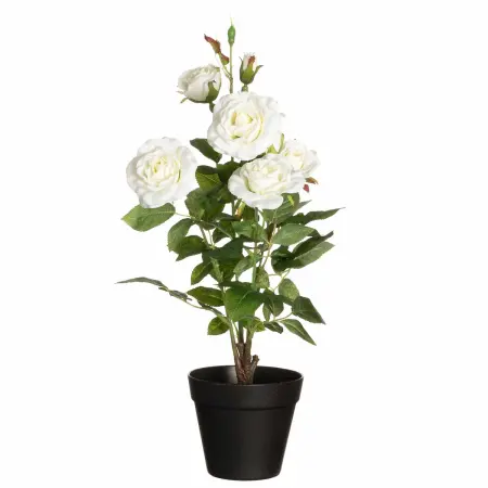 Ros i kruka vit 49 cm - Konstväxter och konstblommor - 6410416435862 - 0