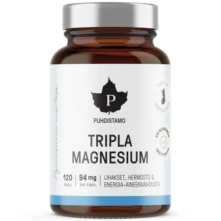 Trippel Magnesium Ren Helse 120 kapsler - Vitaminer og pulvere - 6430039221802 - 0