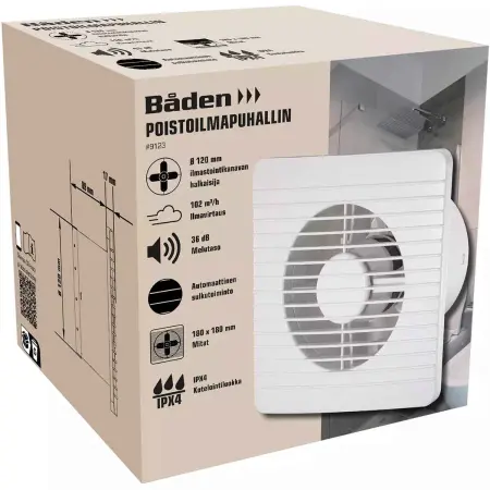 Afgangsluftventilator ø120 mm 15W - Udsugningsventilatorer og ventilation - 6438152091234 - 1
