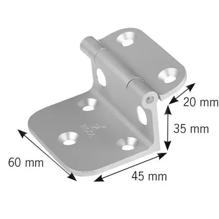 Sæt hængsel bøjet 55x45mm - Caravan trappestiger og justeringsværktøj - 4056161112836 - 1
