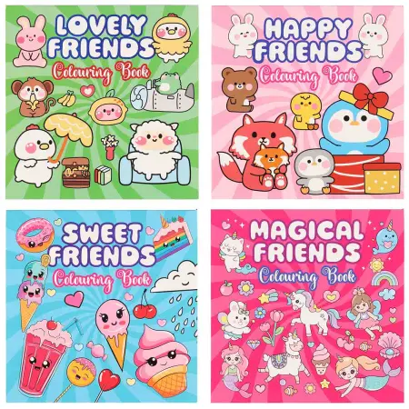Malebog Happy Friends 96 sider variation - Håndværkspapir og tæpper - 8716745030050 - 0