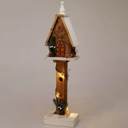 Lysdekoration Træhus 10 LED 55 cm - Bord stearinlys dekorationer - 8721037543750 - 0