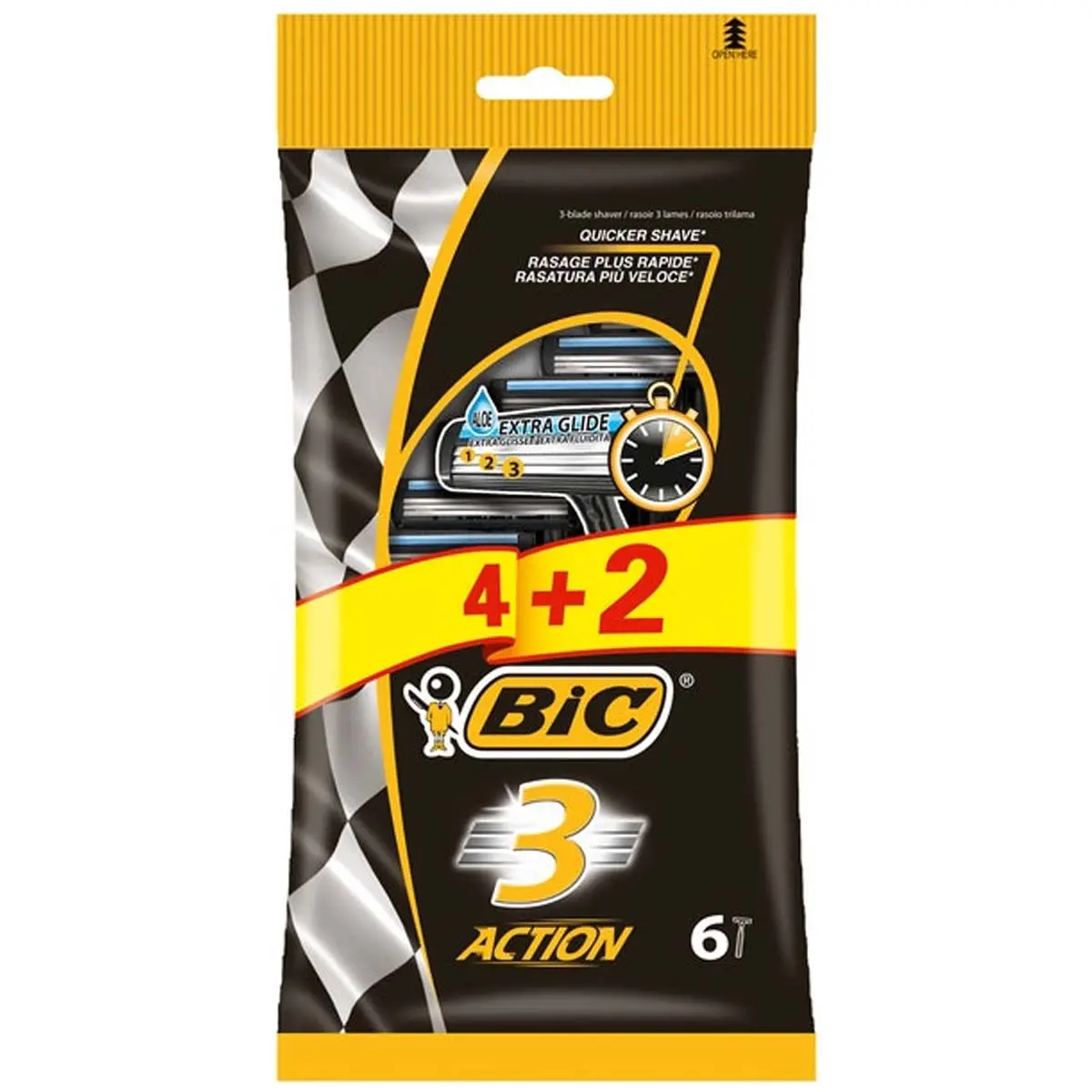 Hyvelblad BIC 3 Action 6st - Personlig hygien - 3086123399327 - 0