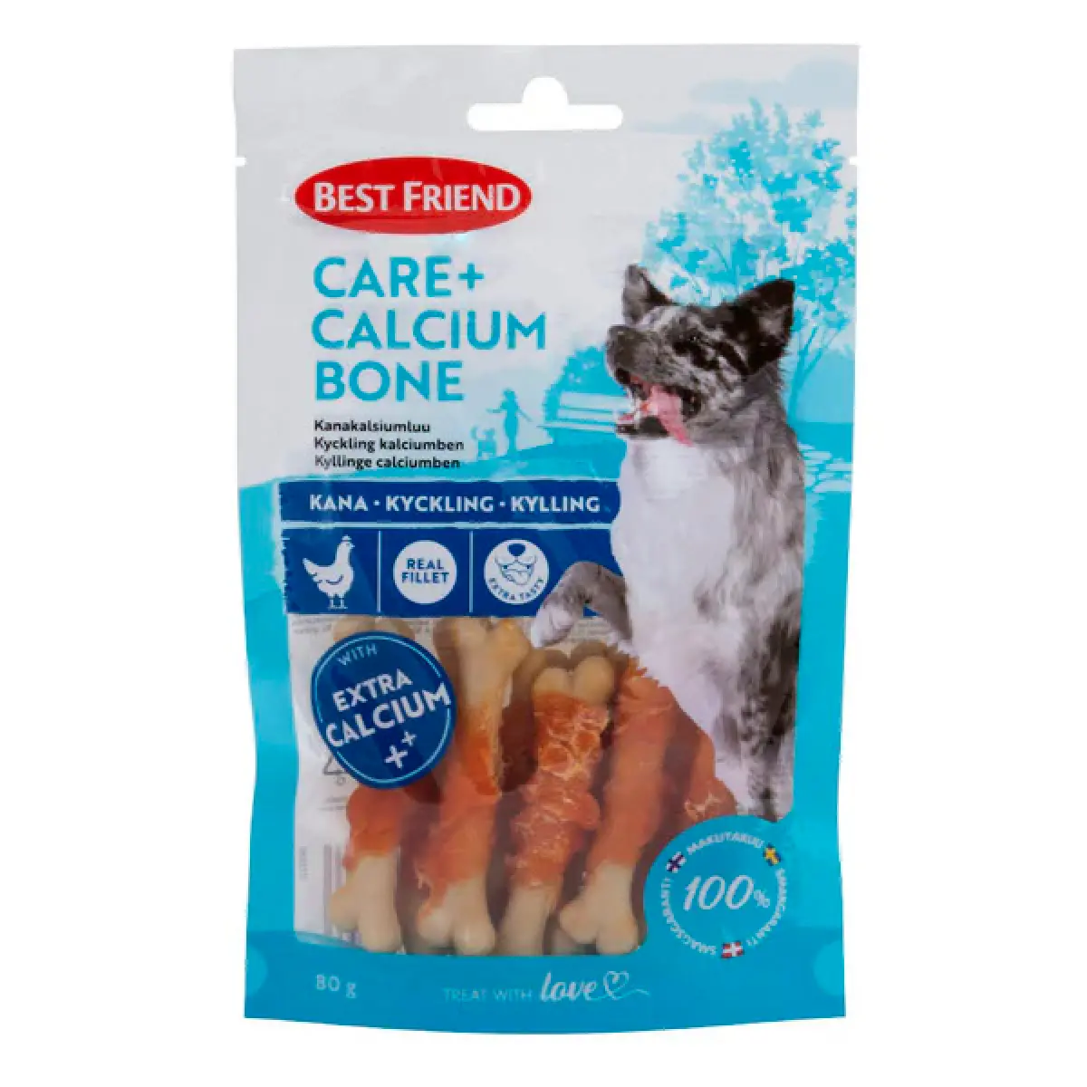 Kyckling kalciumben Best Friend Care+ 80g - Hundgodis och belöningsbitar - 5700551172533 - 0
