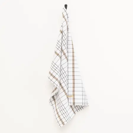 Køkkenhåndklæde 45x65 cm beige ternet - Køkken tekstiler - 6410416501949 - 1