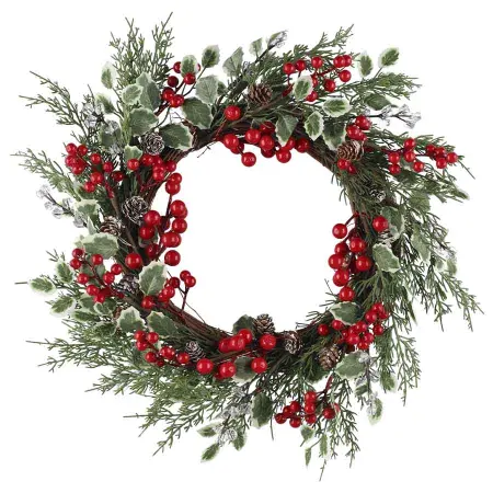 Krans Winteria röda bär 50 cm - Barrkransar och barrrgirlander - 6410416581415 - 0