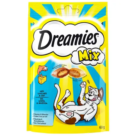 Dreamies Kattgodis Mix Lax & Ost 60g - Kattgodis och belöningsbitar - 5998749123621 - 0