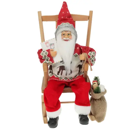 Julemand i gyngestol 35 cm rensdyrkostume - Julemænd og pynt - 8721037627399 - 0
