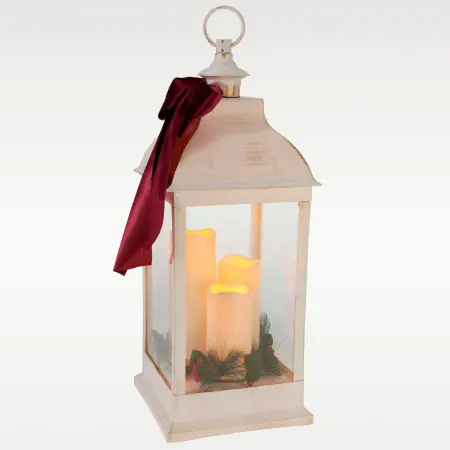 LED lanterne Xmas 60 cm hvid sløjfe - LED lanterner - 8721461102226 - 1