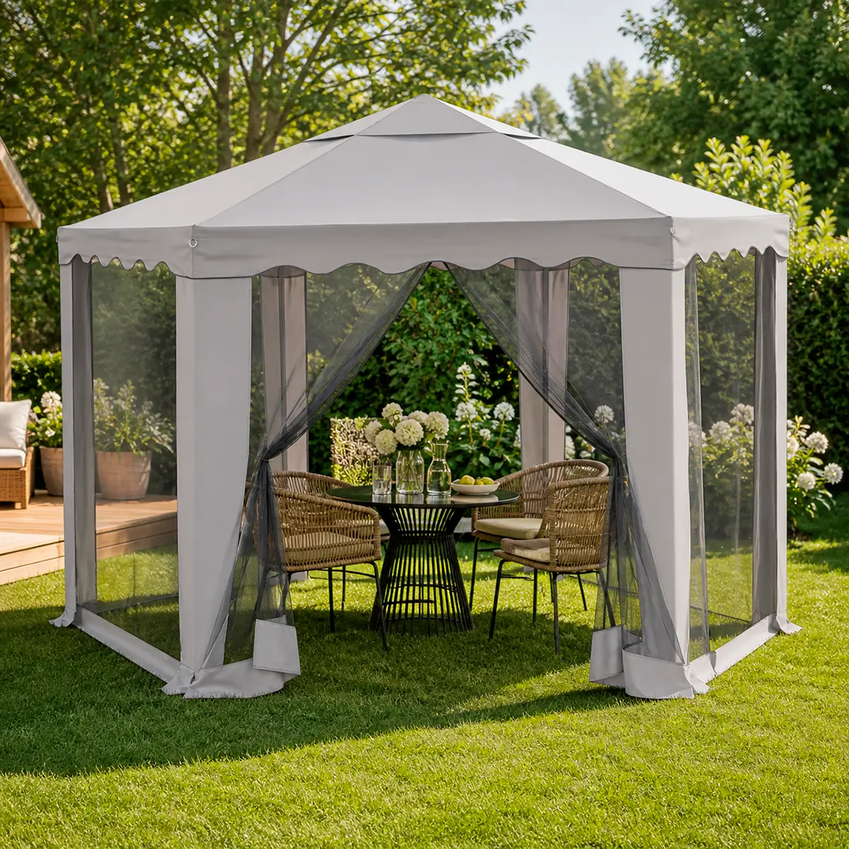 Pavillon Madrid 6-kant 2x2x2m - Pavilloner og pergolaer - 6438168065298 - 0