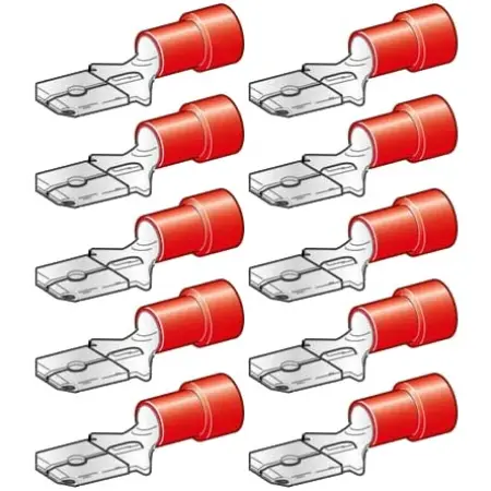 Platt kontakt hane 6,3mm 10st röd - Abikokontakter - 6438255200069 - 0