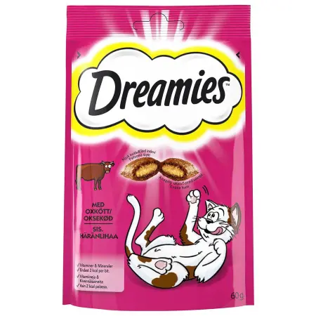 Dreamies katt delikatess tjur 60g - Kattgodis och belöningsbitar - 4008429037948 - 0