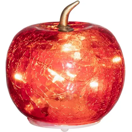 Glasäpple med LED-lampor röd 7,5 cm - Dekorationsföremål - 6410416482712 - 0
