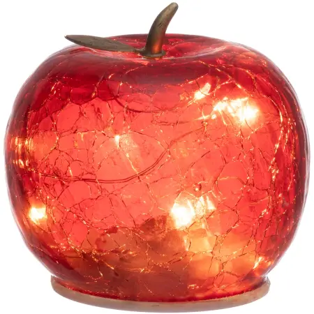 Glasfrugt med LED-lys rød 10 cm - Ornamenter - 6410416482750 - 0