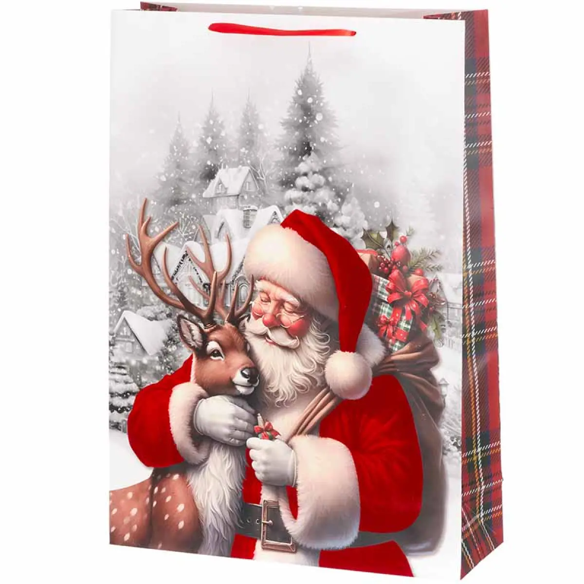 Presentpåse Jultomten och ren 72x50x18 cm - Paketinslagning - 6410416498737 - 0