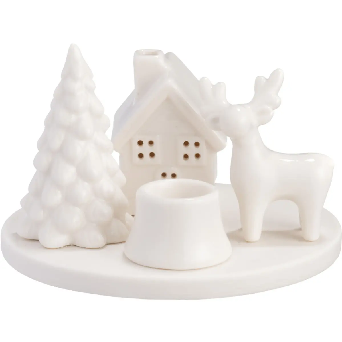 Lysestage Gran og Hus 8 cm - Lysestager og fyrfadsstager - 6410416503172 - 0