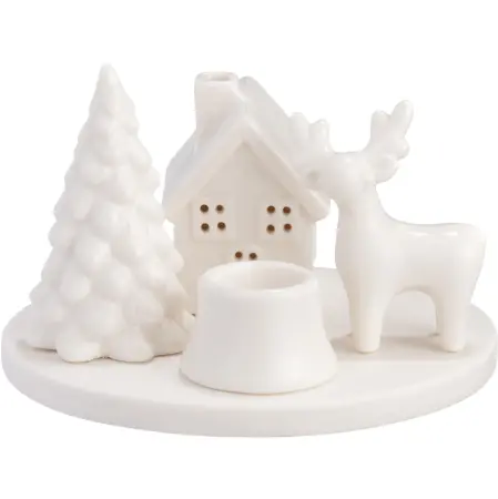 Lysestage Gran og Hus 8 cm - Lysestager og fyrfadsstager - 6410416503172 - 0