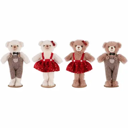Dekorationsfigur Bamse stående 15 cm assorteret - Julemænd og pynt - 6410416571997 - 0
