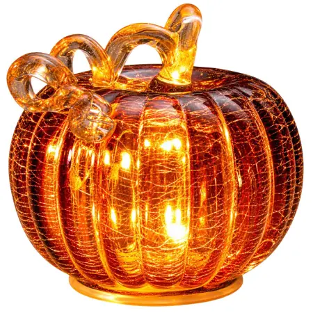 LED-pumpa i sprucket glas 12cm orange - Dekorationsföremål - 6410416588513 - 0