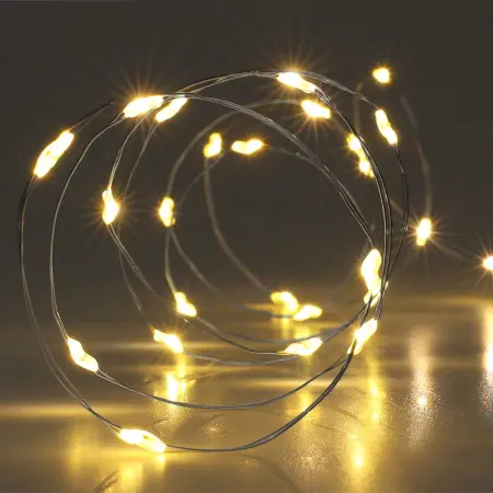 Ljusslinga 10 LED Silvertråd 90cm Varmvitt - Batteridrivna ljusslingor - 8720573667081 - 0