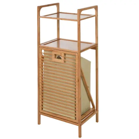 Badeværelsehylde med vasketøjskurv 40x30x95 cm - Tørrestativer og vasketøjskurve - 8720573981828 - 0
