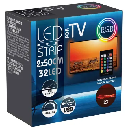 TV-bakgrundsbelysning LED 2x0,5 m RGB dimbar - LED-remsor och LED-lister - 8721037687218 - 0