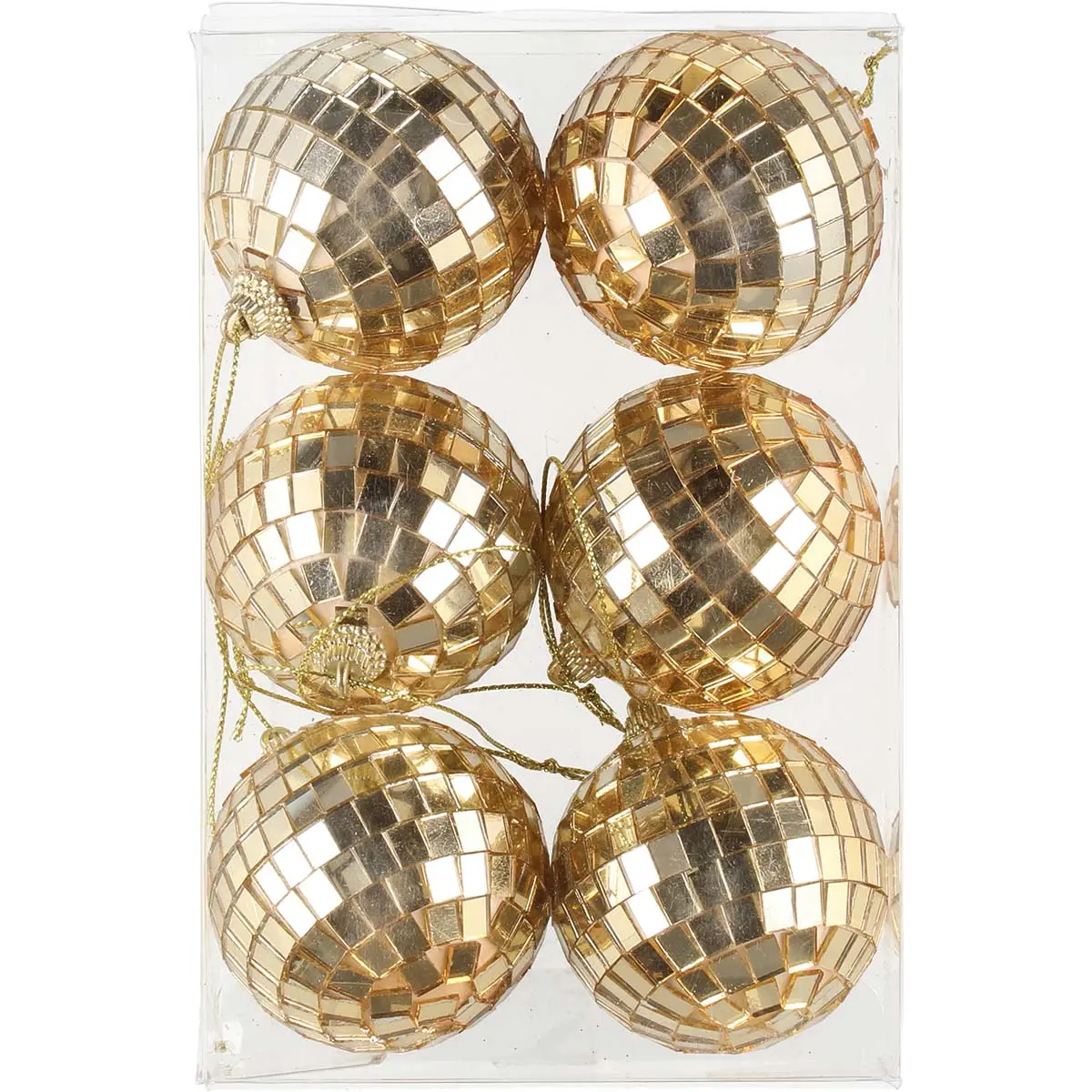 Granbold Disco 6 cm 6 stk guld - juletræspynt - 6410416513317 - 0