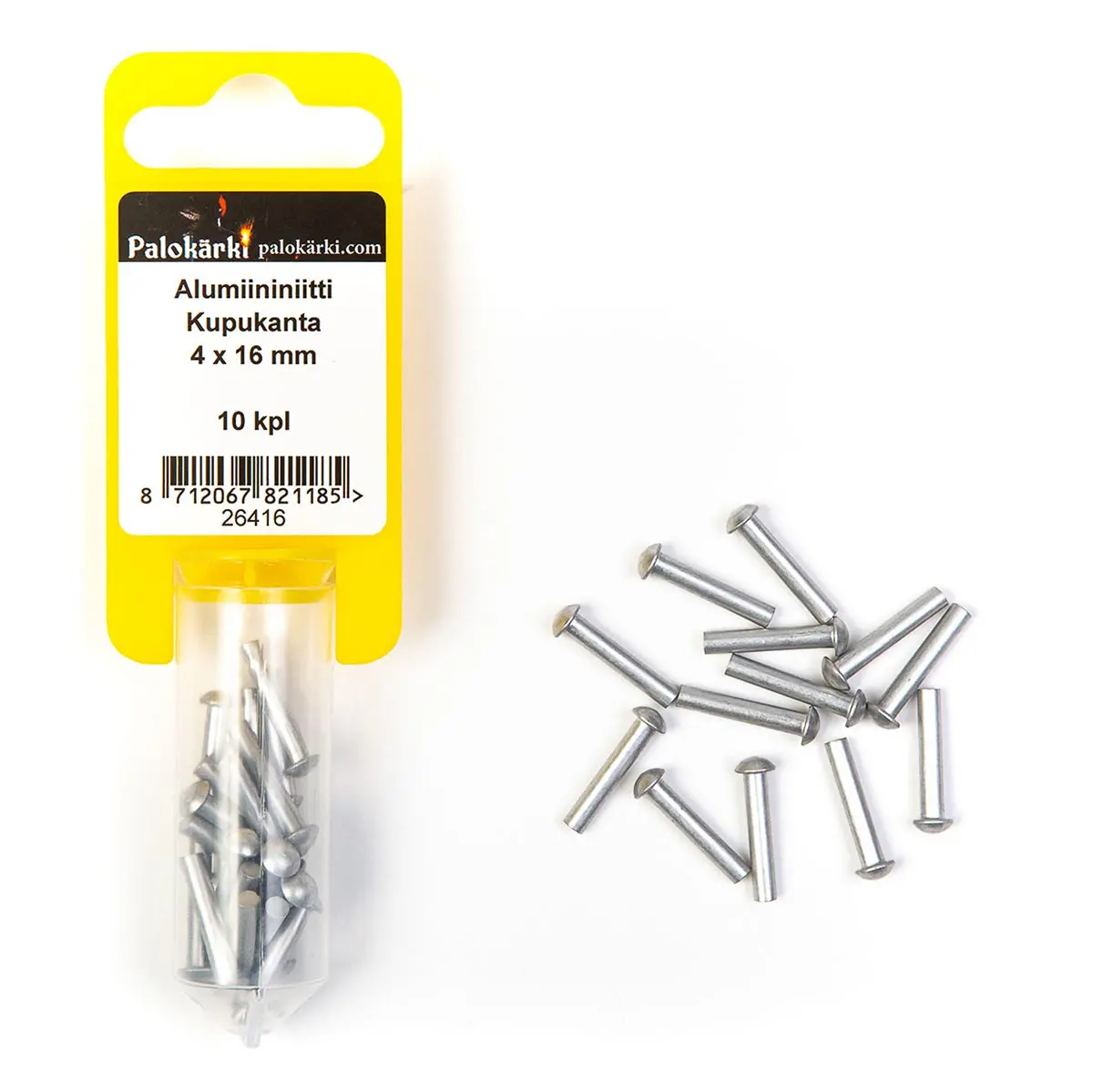 Aluminium nitter med skål 4x16mm 10stk - Hæftemaskiner og nitter - 8712067821185 - 0