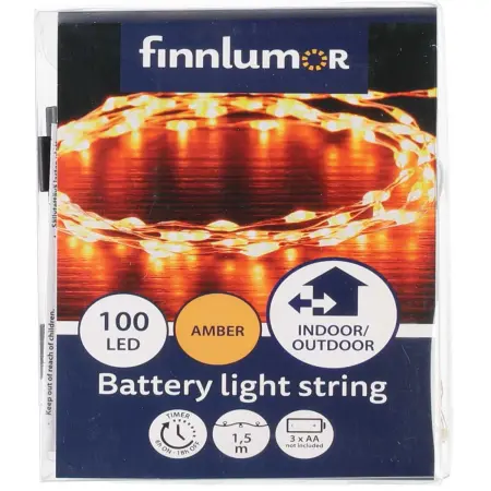 Batteridrivet ljusset 100 mikro-LED bärnsten - Batteridrivna ljusslingor - 6410416421452 - 0