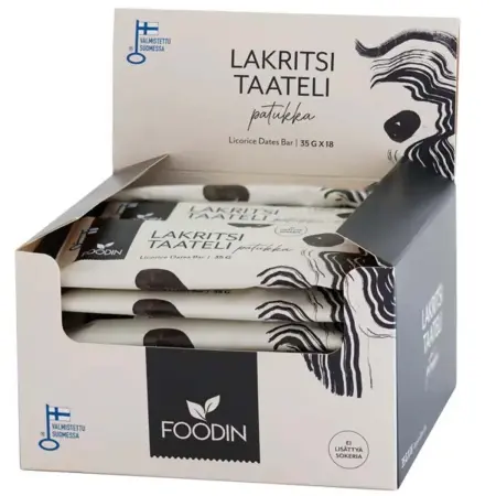 Lakritsdadelbar Foodin 18x35g - Dadlar - 6430048237818 - 0
