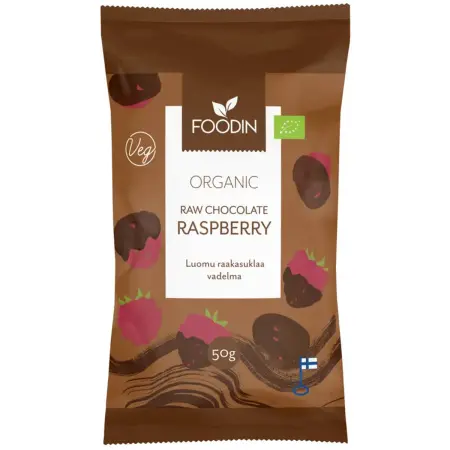 Raw choklad hallon 50g ekologisk Foodin - Delikatesser och drycker - 6430055218886 - 0