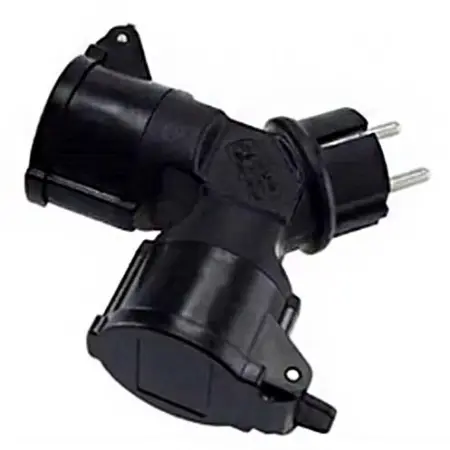 Splitter 2-delad IP44 16A Schuko Y-Branch - Grenproppar och eladaptrar - 6438056312121 - 0
