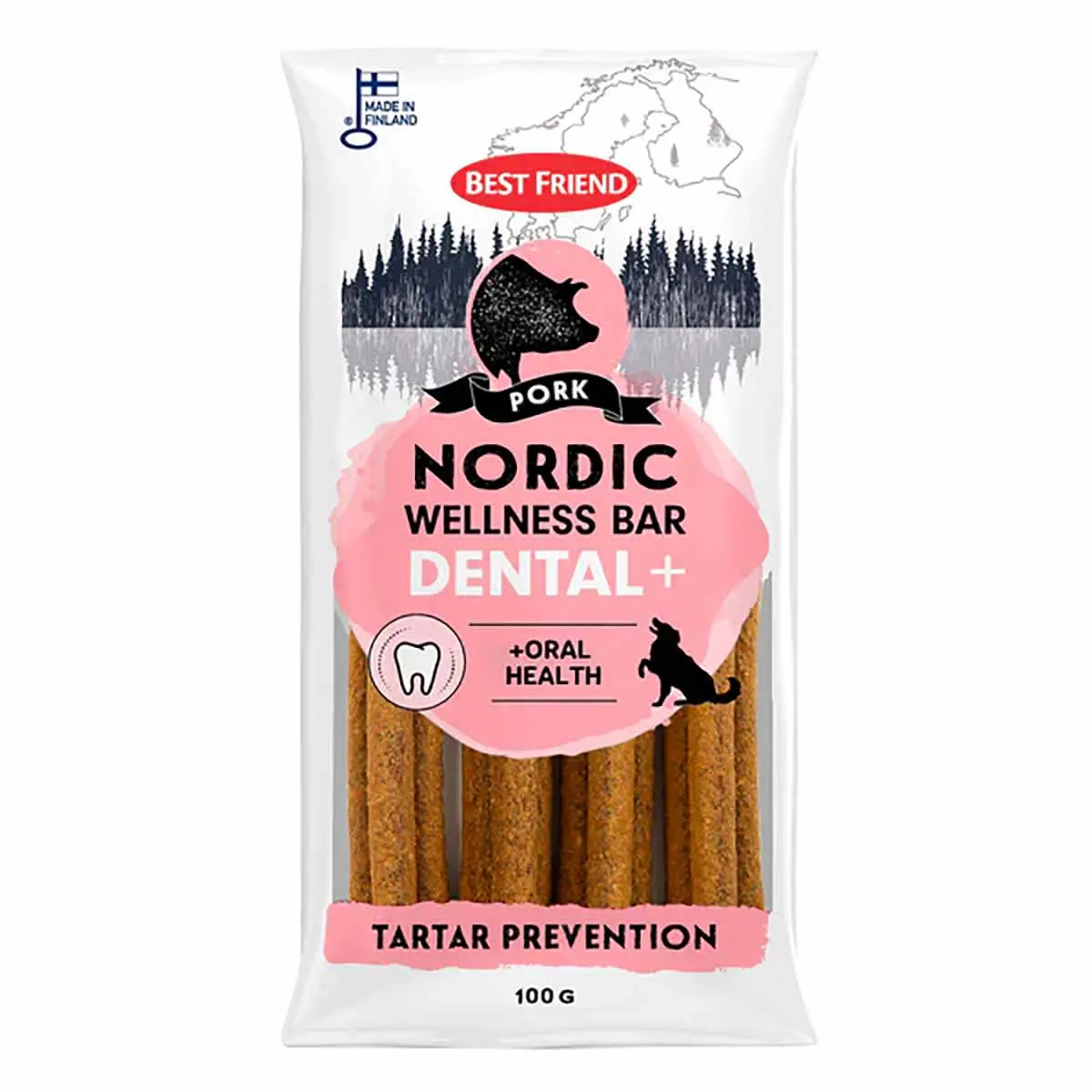 Best Friend Wellness Bar Dental+ 100g - Tuggben, tuggpinnar och tuggrullar för hund - 5700551172915 - 0