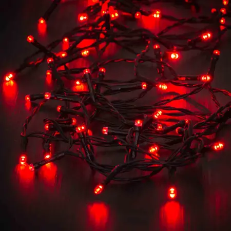 Ljusslinga 80 led röd svart sladd - Ljusslingor och ljuslister - 6410416424286 - 0