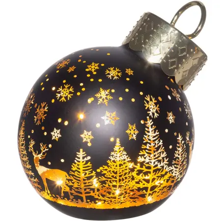 Julekugle med LED-lys Vinterlandskab 12 cm - Bord stearinlys dekorationer - 6410416504346 - 0