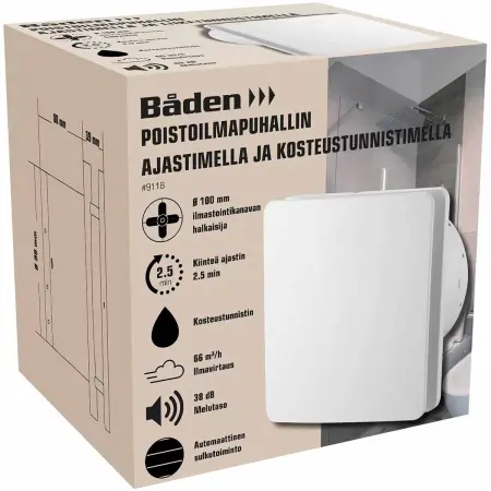 Avluftfläkt ø100mm 12W - Frånluftsfläktar - 6438152091180 - 1