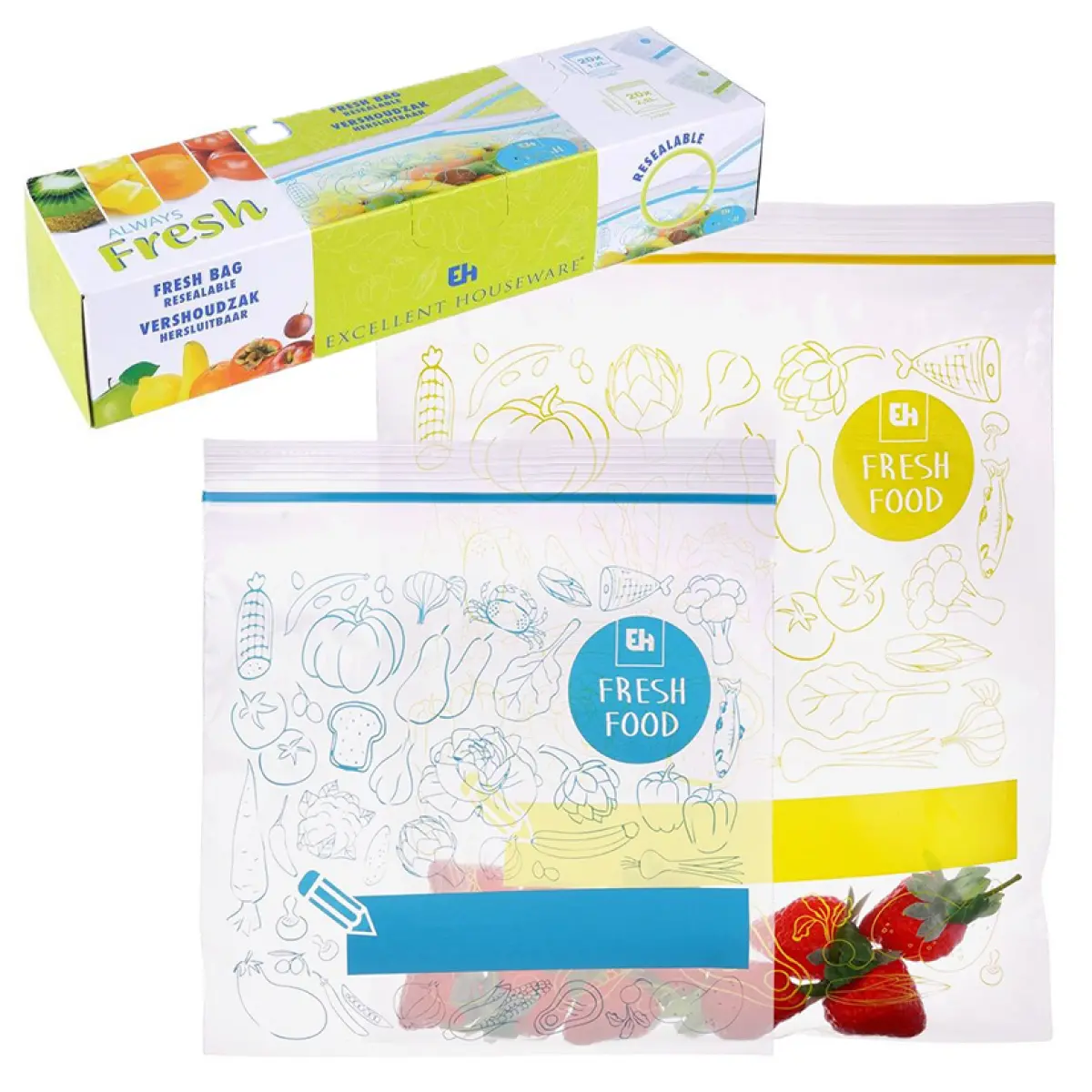 Förvaringspåsar med zip 1,2 l och 2,5 l 40-pack - Övrigt förpackningsmaterial - 8719202114171 - 0