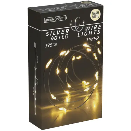 Lyskæde 40 LED 2 m varm hvid - Batteri lys - 8720573666527 - 1