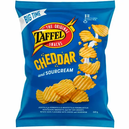 Taffel Chips Cheddar & Sourcream 260g - Kiks - 6410380065645 - 0