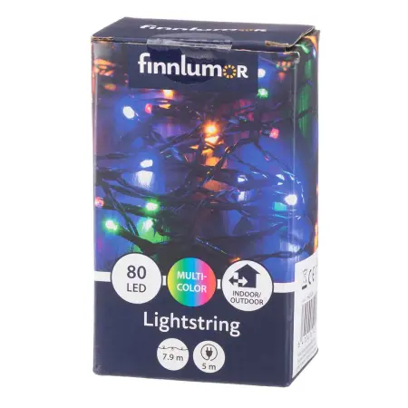 Ljusslinga 80 led flerfärgad svart sladd - Ljusslingor utomhus och inomhus - 6410416424262 - 1